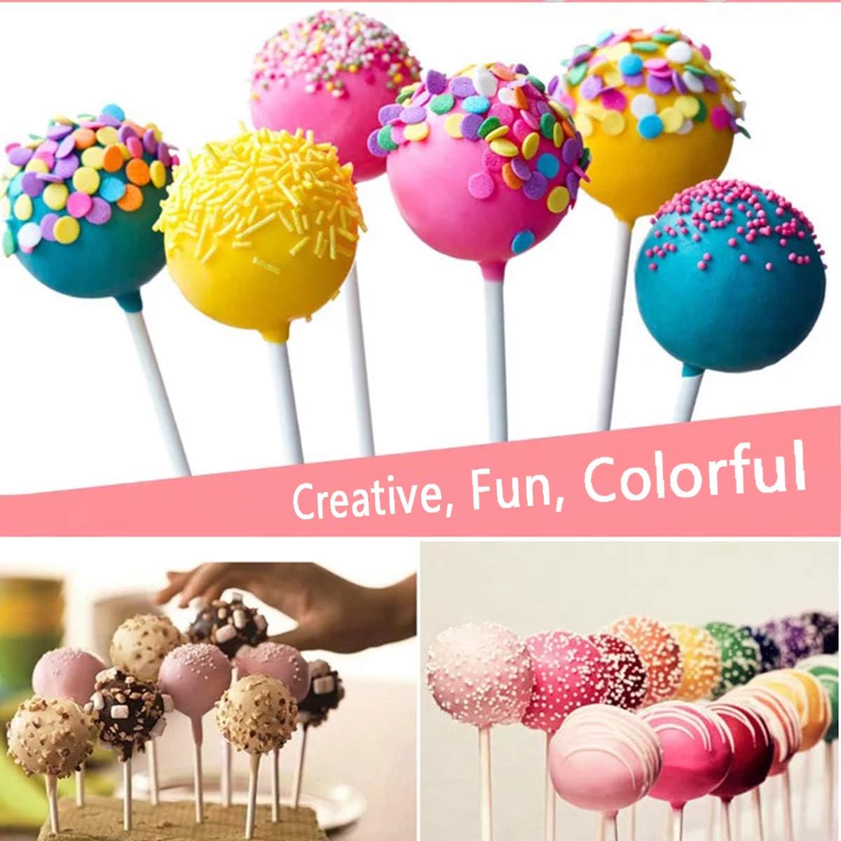 20-Cavity Silicone Cake Pop Mold Set With Lollipop Sticks, Treat Bags, Twist Ties - For Cake Pops, Lollipops, Hard Candy, and Chocolate