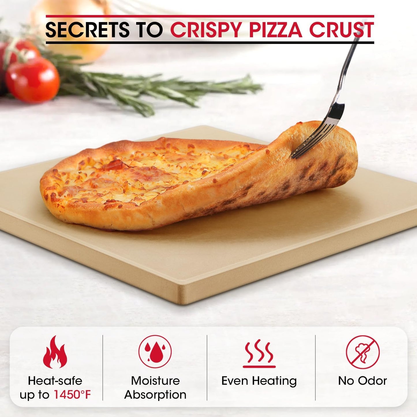 Unicook Pizza Stone for Oven and Grill, 12 inch Square Bread Baking Stone, Cordierite Baking Pan, Thermal Shock Resistant, Making Crispy Crust Pizzas, Bread, Cookie and More