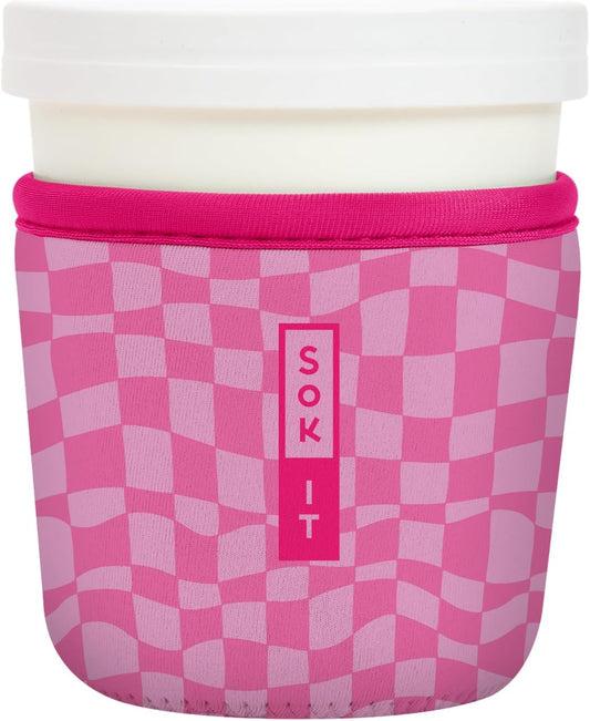 Sok It IceCreamSok Insulated Neoprene Cover (Pink Grand Prix, Tapered Ice Cream Pints)