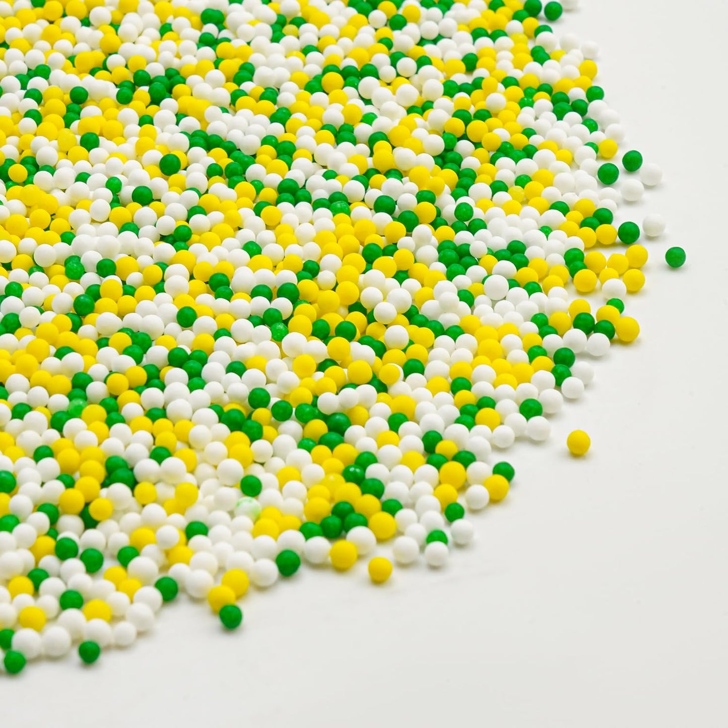 Green Nonpareils Sprinkles for Cake Decorating, Edible Yellow Green And White Candy, Fun Spring Baking Sugar, Perfect for Cake Decorations, Cupcake Topper, Ice Cream, 150g/5.29oz
