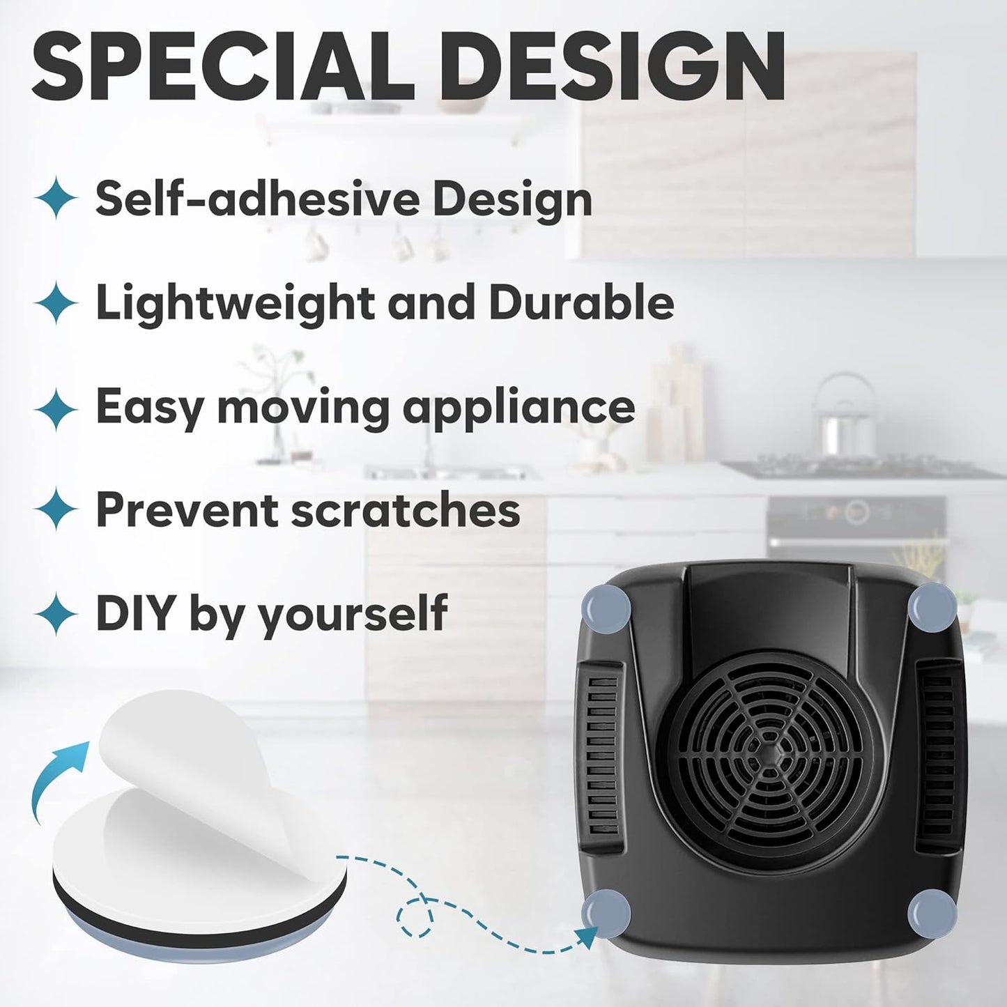 Appliance Sliders for Kitchen Appliances, 20 PCS Self-Adhesive Small Kitchen Appliance Slider for Coffee Maker, Air Fryer, Pressure Cooker, Combination Water Boilers & Warmers