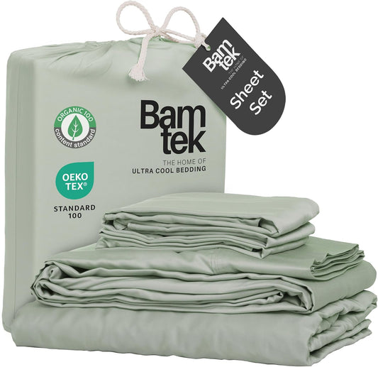 100% Viscose from Bamboo Sheets California King Size, Super Soft Bedding Set, 4PC Cooling Sheets for Hot Sleepers, Vegan Silk Moisture Wicking, Organically Grown Bedsheet, Sage - 72" x 84"