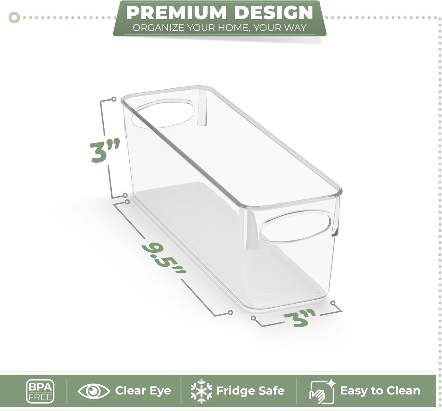 Sorbus 10-Pack Small Clear Plastic Organizing Bins – Clear Bins for Organizing, Refrigerator Organizers, Fridge Organizer, Pantry Storage, Kitchen Organizer, and Pantry Organizers and Storage Bins