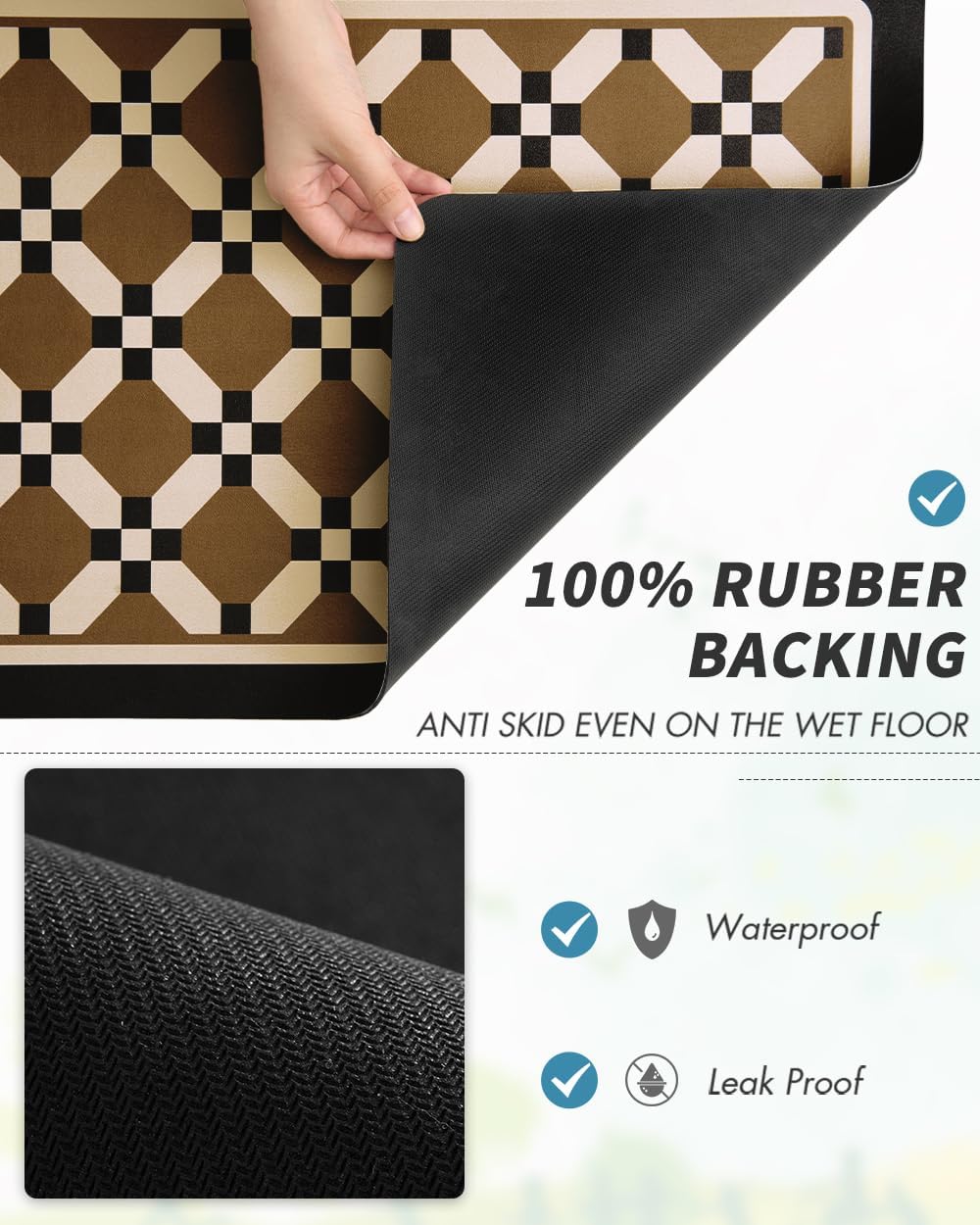 AMOAMI Coffee Mat Hide Stain Rubber Backed Absorbent Dish Drying Mat for Kitchen Counter - Fits Under Coffee Maker or Machine - PEANUT 17x31.5