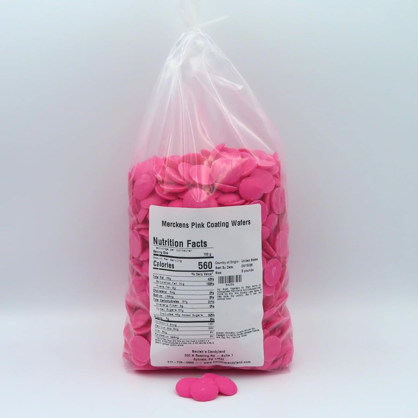 MERCKENS Coating Wafers, Pink Melting Chocolate, 5 Pound Package