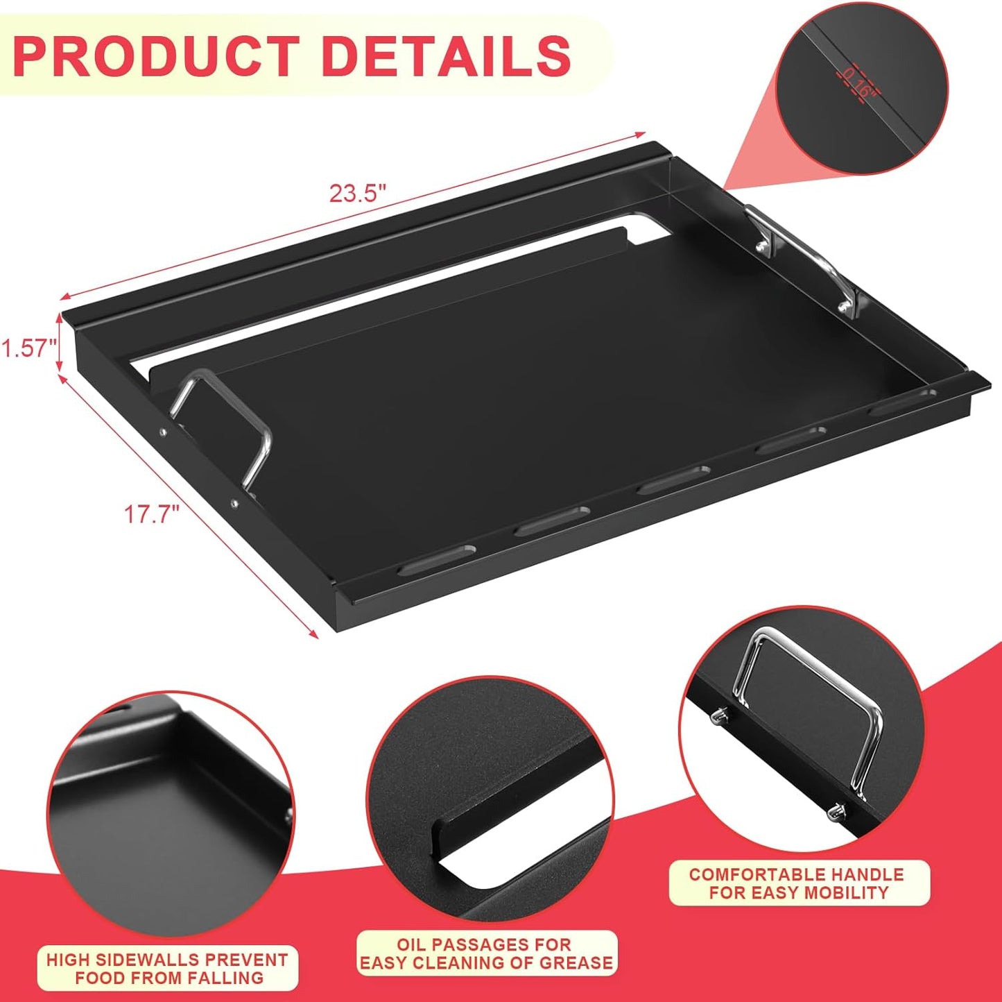 6787 Spirit 300 Full Size Griddle Insert for Weber Spirit I & II 300 Series Grill Accessories Spirit E-310 E-320 E-330 S-310 SP-310, Spirit 2 E310 S-310 Flat Top Griddle, Carbon Steel for 7638 7639