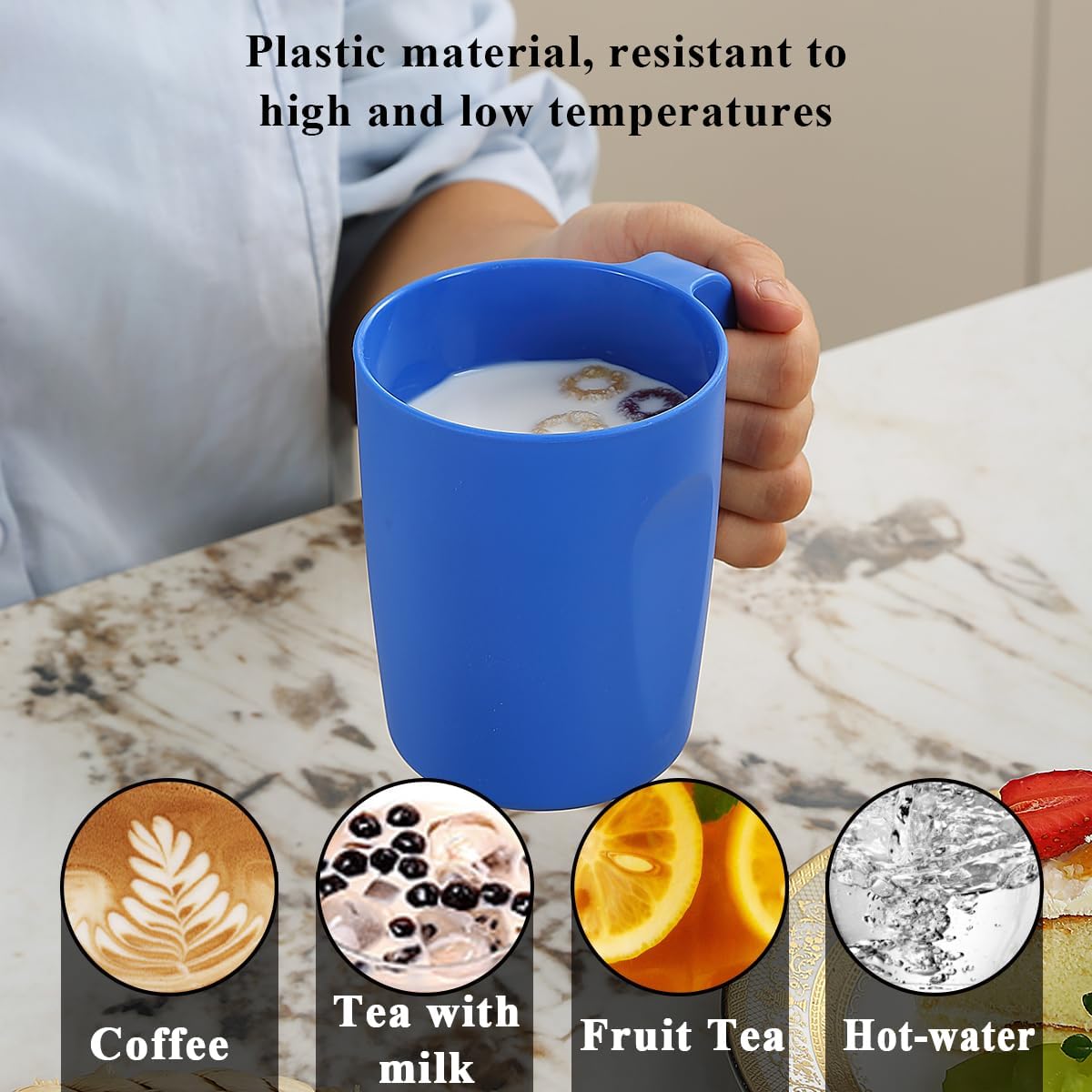 Kyraton Plastic Mug Set 12 Pieces, UKR Color Unbreakable And Reusable Light Weight Travel Coffee Mugs Espresso Cups Easy to Carry And Clean, Dishwasher Safe