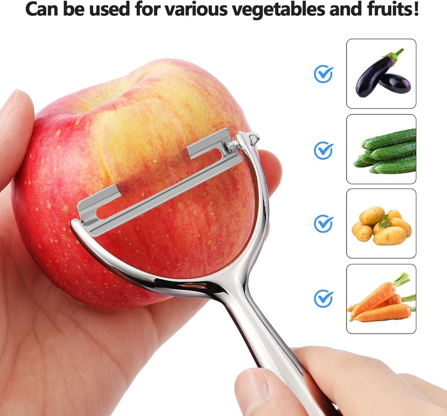 LIIGEMI Effortless Y Peeler with Sharp Stainless Steel Blades for Apples, Cucumbers - Ergonomic Handle for Easy Potato Eye removal, Perfect for Cooking Enthusiasts and Kitchen Novices（silvery）