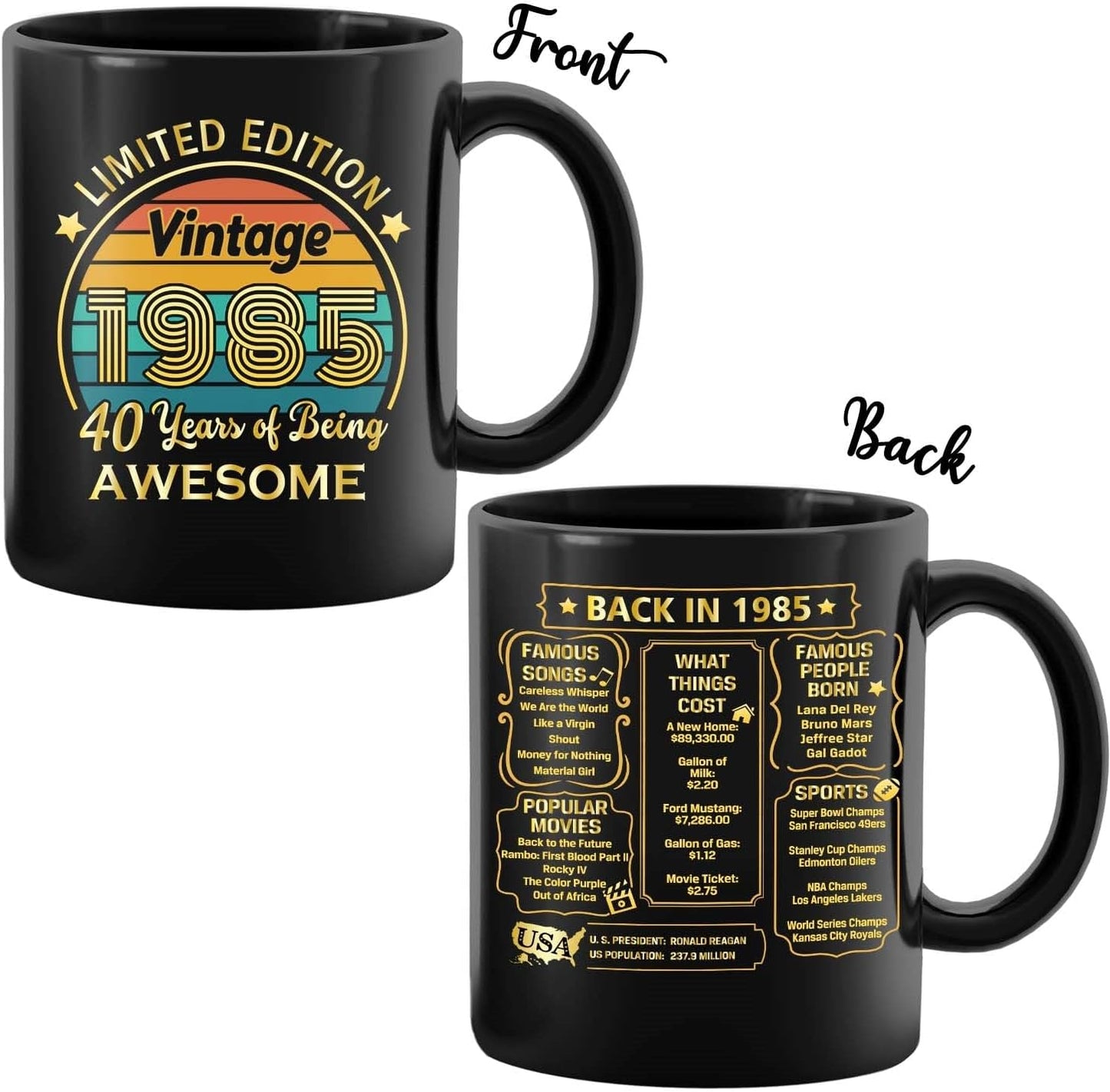 QUPT 40th Birthday Gifts for Women Men, 40th Birthday Gifts for Him, 1985 Birthday Gifts for Women Men, 40 Years Old Gifts, 1985 Birthday Gifts for Her Him, 40th Birthday Presents Coffee Mug