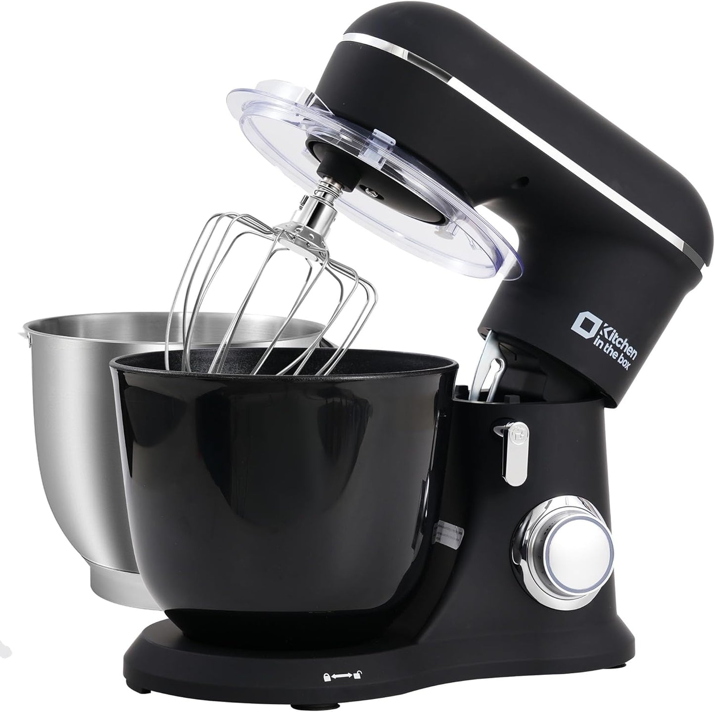 Kitchen in the box Stand Mixer, 4.5QT+5QT Two bowls Electric Food Mixer, 10 Speeds 3-IN-1 Kitchen Mixer for Daily Use with Egg Whisk,Dough Hook,Flat Beater (Onyx Black, 5QT)