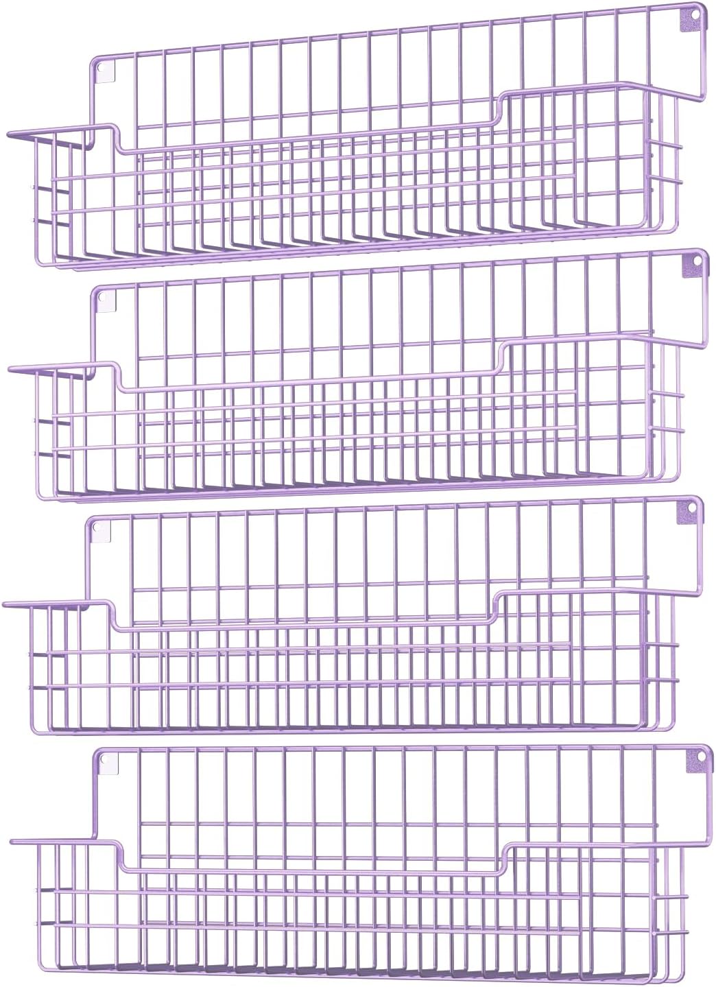 Spice Rack Wall Mount, Spice Organizer for Cabinet & Pantry Door, Set of 4 Hanging Spice Rack Saving Space for Kitchen, Purple