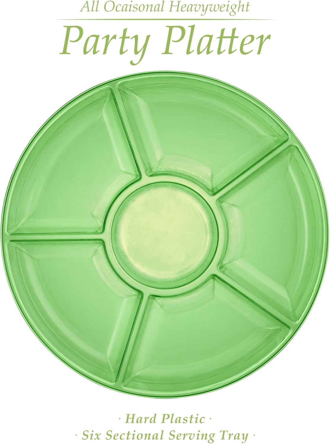 Plasticpro 6 Sectional Round Plastic Serving Tray/Platter (4, Green)