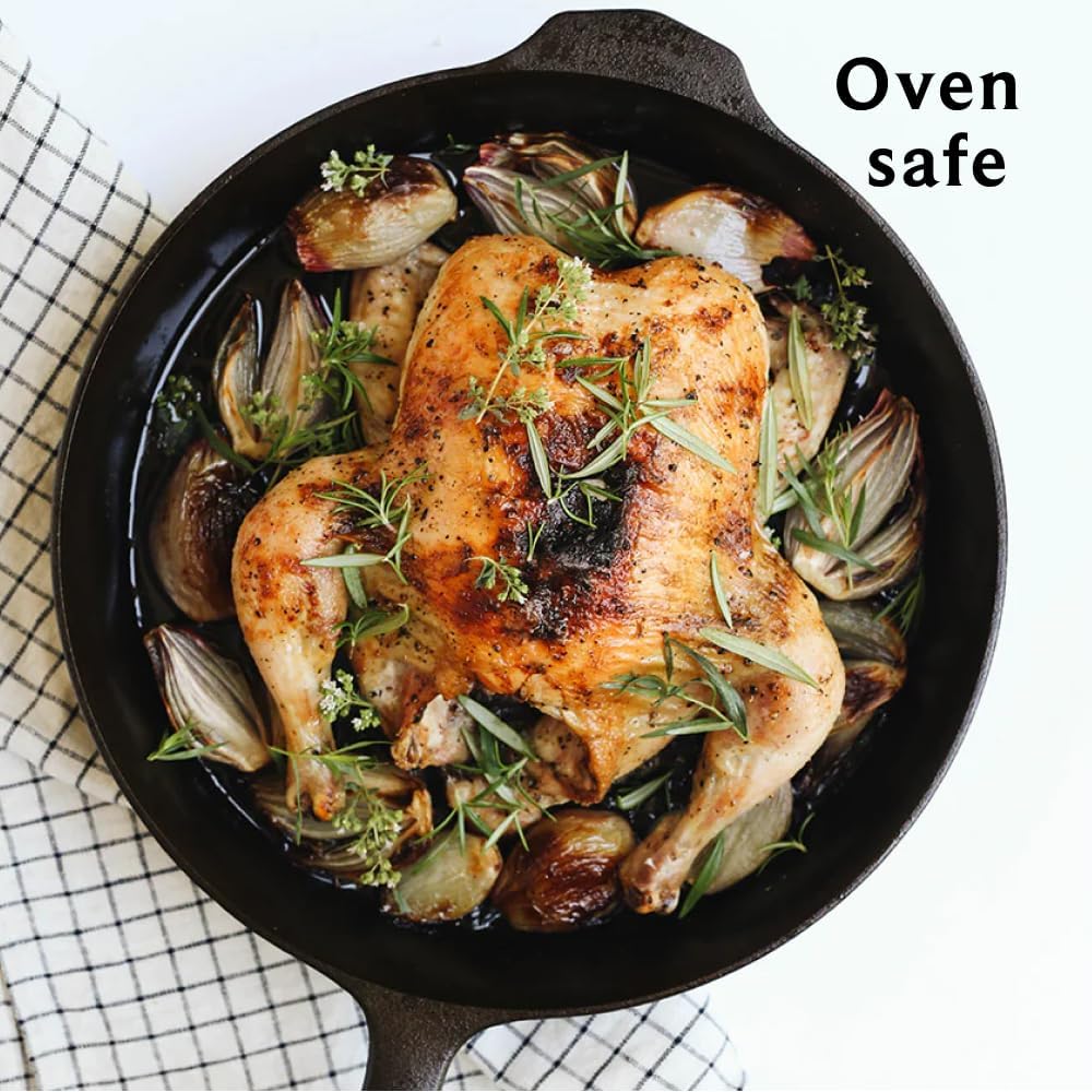 Field Company 11-Inch Cast Iron Skillet – No.10, Lightweight & Smooth, Nonstick, Preseasoned with Organic Oil – Made in USA, Non-Toxic – Great for Roast Chicken, Family Dinners, Vintage Design