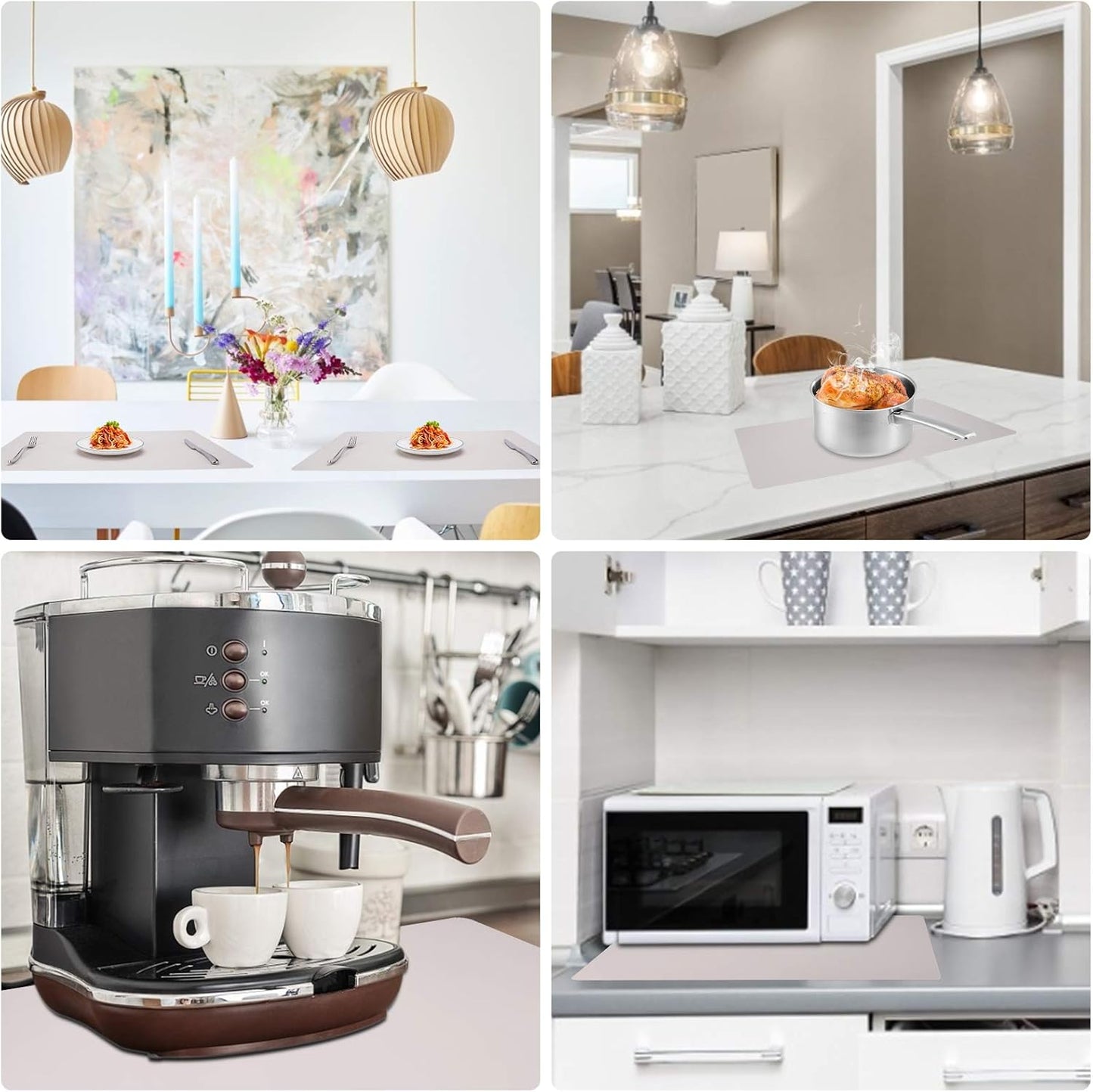 Gartful Silicone Mats for Kitchen Counter, Large Silicone Countertop Protector 25" by 17", Nonskid Heat Resistant Desk Saver Pad, Multipurpose Mat, Table Placemat, Beige, 2PCS