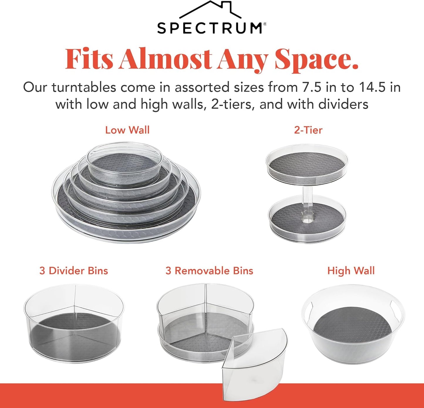 Spectrum Lazy Susan Organizer, Hexa Round Small (2-Pack) - Lazy Susan Turntable for Cabinet, Refrigerator, Pantry, Table, & Shelf - Rotating & Spinning Pantry Organization & Storage for Fridge