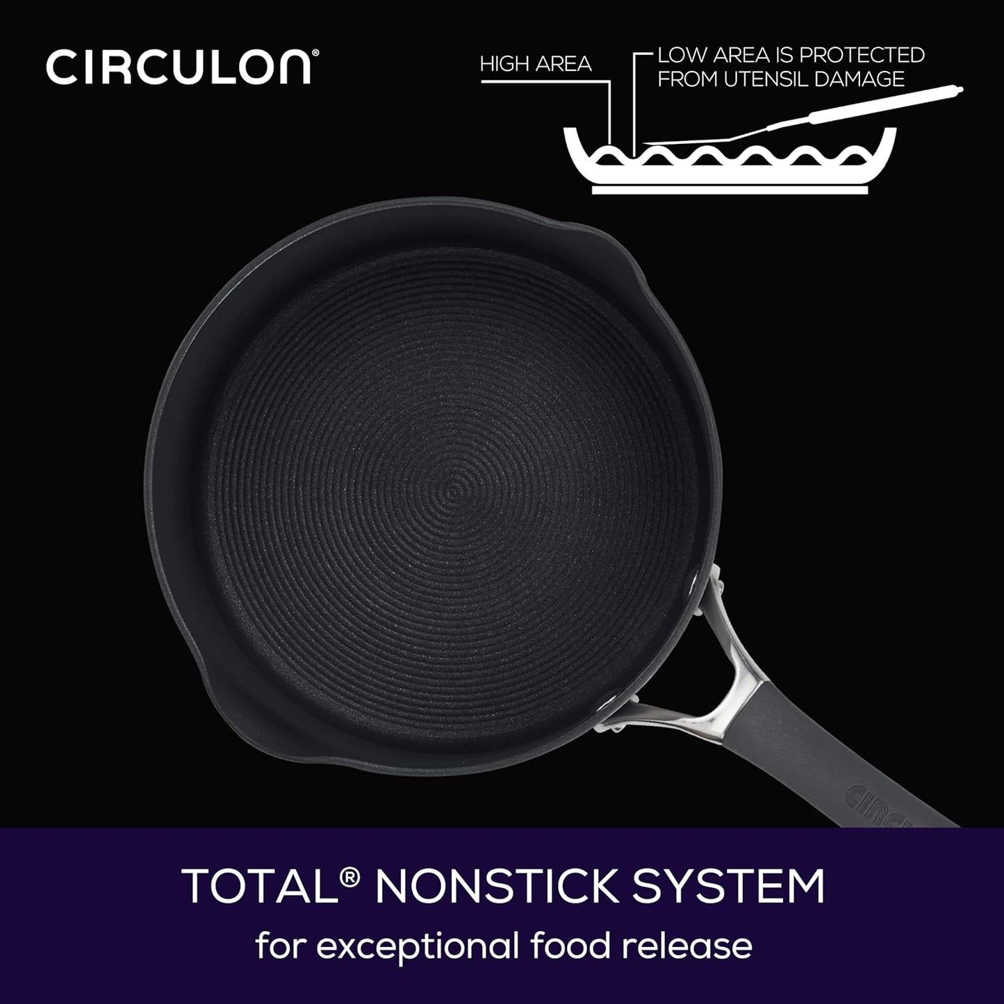 Circulon Radiance Hard-Anodized Nonstick Straining Saucepan, 3-Quart, Gray