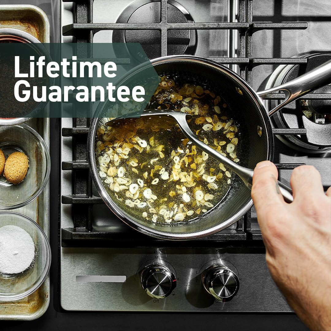 HexClad Hybrid Nonstick 2-Quart Saucepan with Tempered Glass Lid, Stay-Cool Handle, Dishwasher-Friendly, Oven-Safe Up to 900°F, Induction Ready, Compatible with All Cooktops