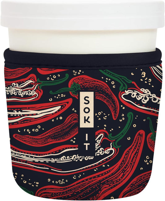 Sok It IceCreamSok Insulated Neoprene Cover (Hot Stuff, Tapered Ice Cream Pints)
