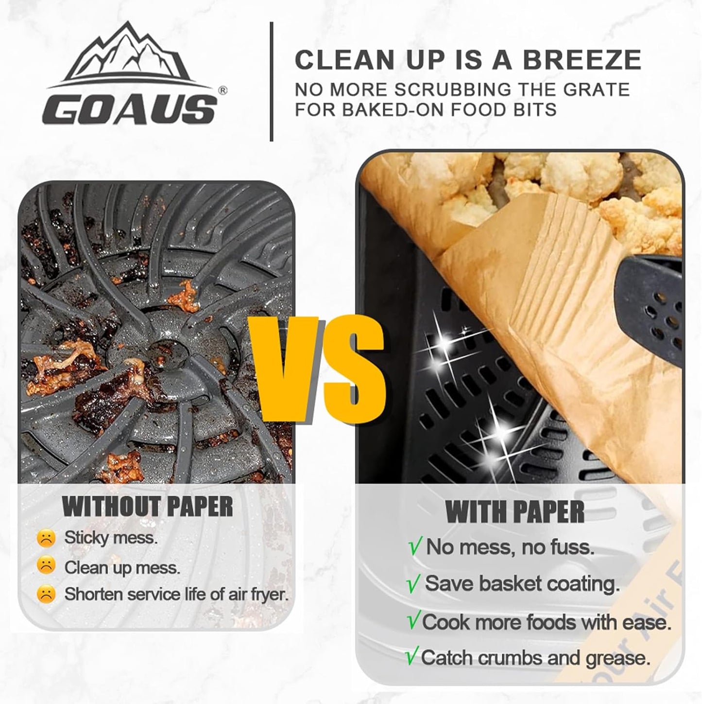 GOAUS Parchment Paper Liners 150 Pcs for Ninja Foodi Smart XL, Air Fryer Liners Disposable Rectangle Accessories Fit Ninja Grill FG551/DG551/IG651