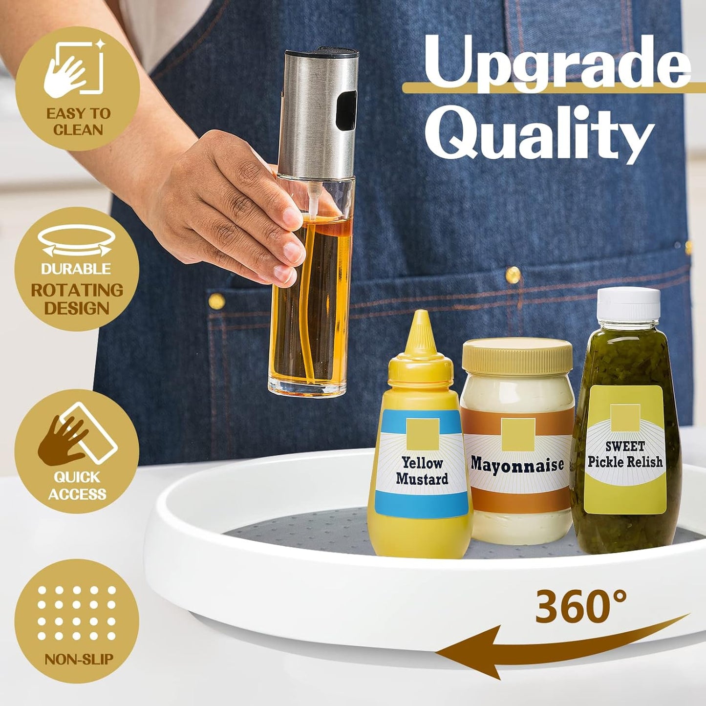 Non Skid Lazy Susan Turntable,Single Round Rotating Kitchen Spice Organizer for cabinets,Pantry, Bathroom, Refrigerator (10Inch)