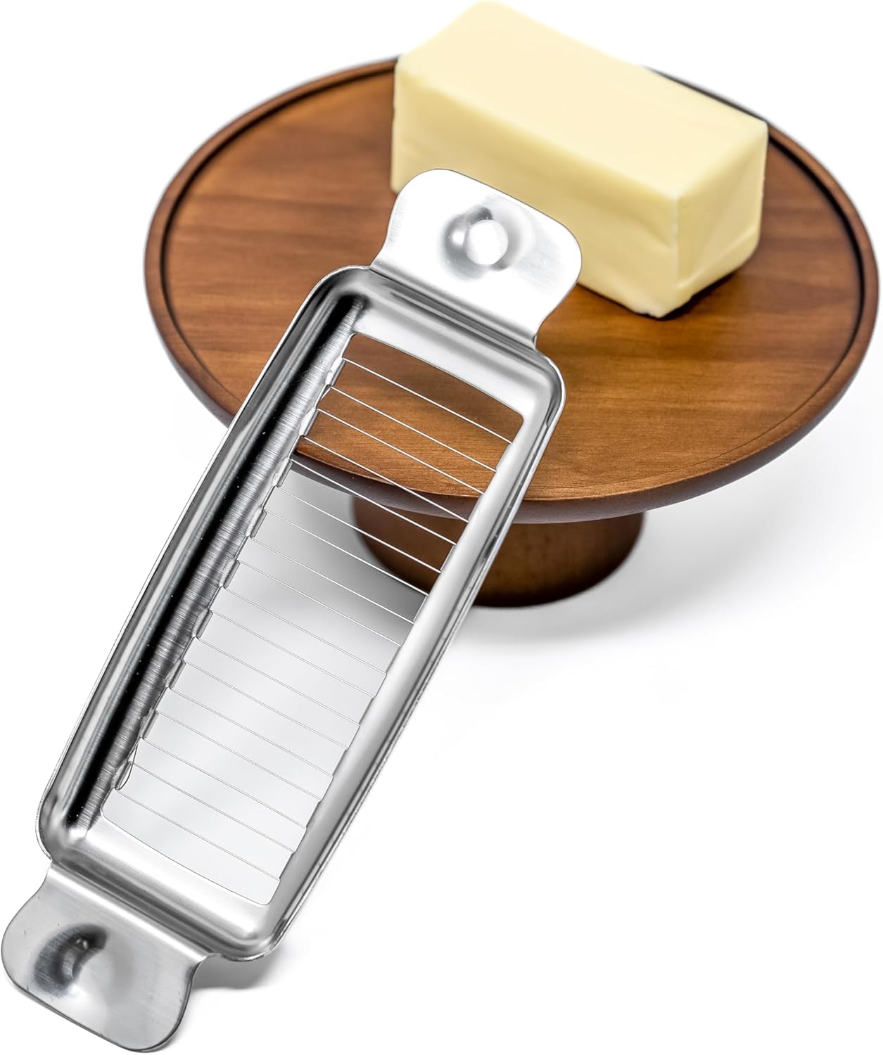 Stainless Steel Butter Slicer - Single Stick Butter Cutter for Butter Squares - Makes Individual Butter Pats for Baking Pastry Dough - Handheld Butter Measurement Tool