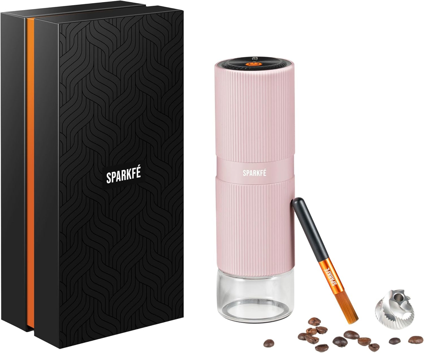 Portable Electric Coffee Grinder, Rechargeable Handheld Grinder with Stainless Steel Conical Burr, Adjustable Grind Settings, for Espresso, Moka, Pour Over, French Press, Cold Brew, Blushy