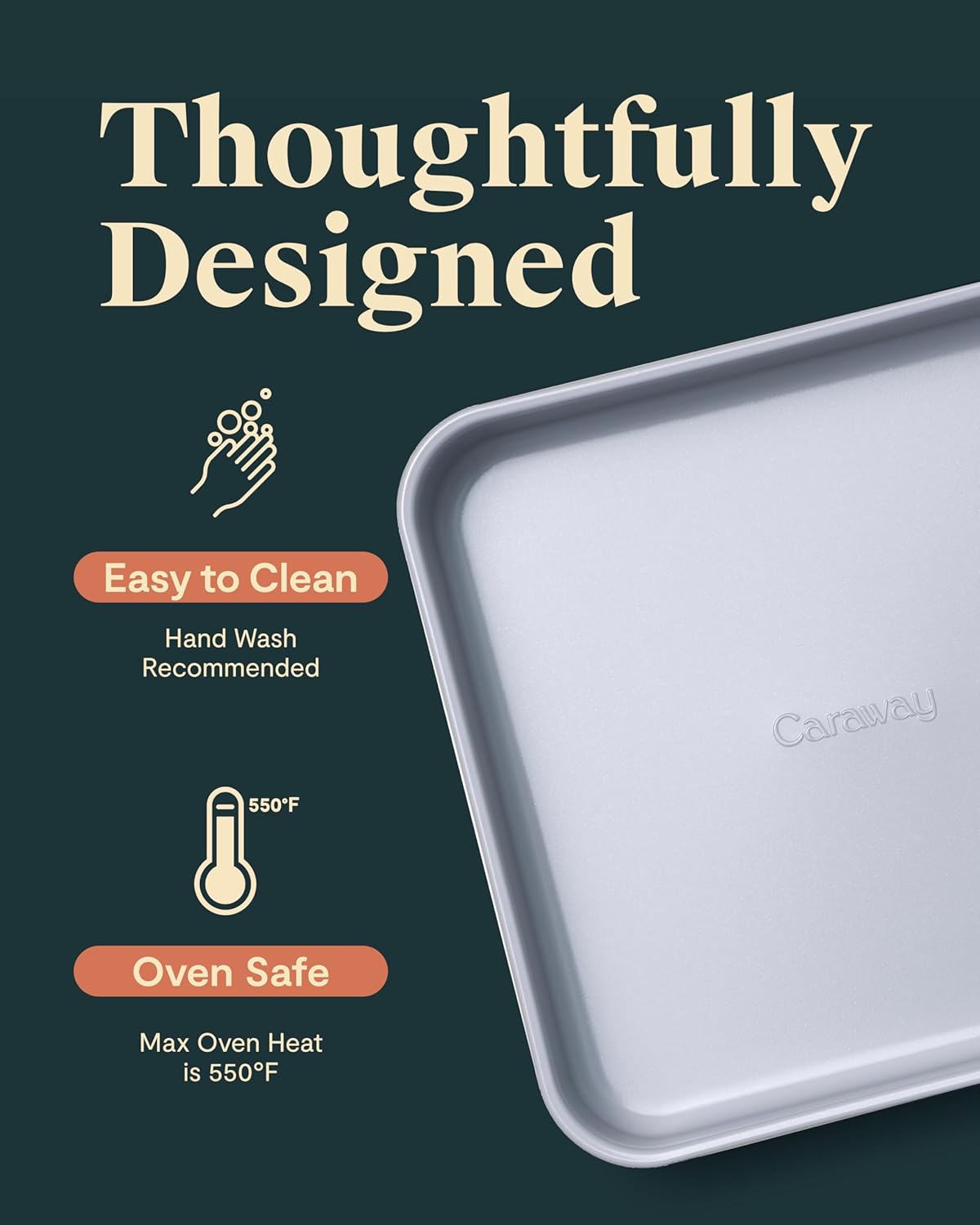 Caraway Non-Stick Ceramic 9” Square Pan - Naturally Slick Ceramic Coating - Non-Toxic, PTFE & PFOA Free - Perfect for Brownies, Lemon Bars, Cakes, & More - White