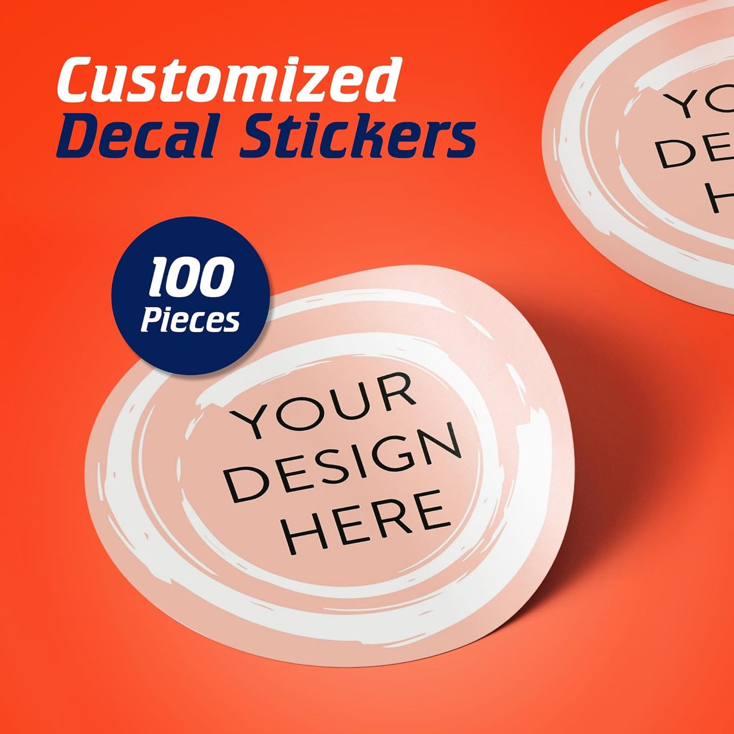 100 Custom Vinyl Stickers - Upload Your own Image, Text, Design, Logo - Personalized Logo Labels for Handmade, Packaging, Bottle, Jars, Candle, Brand Stickers (Peach, 2x2)
