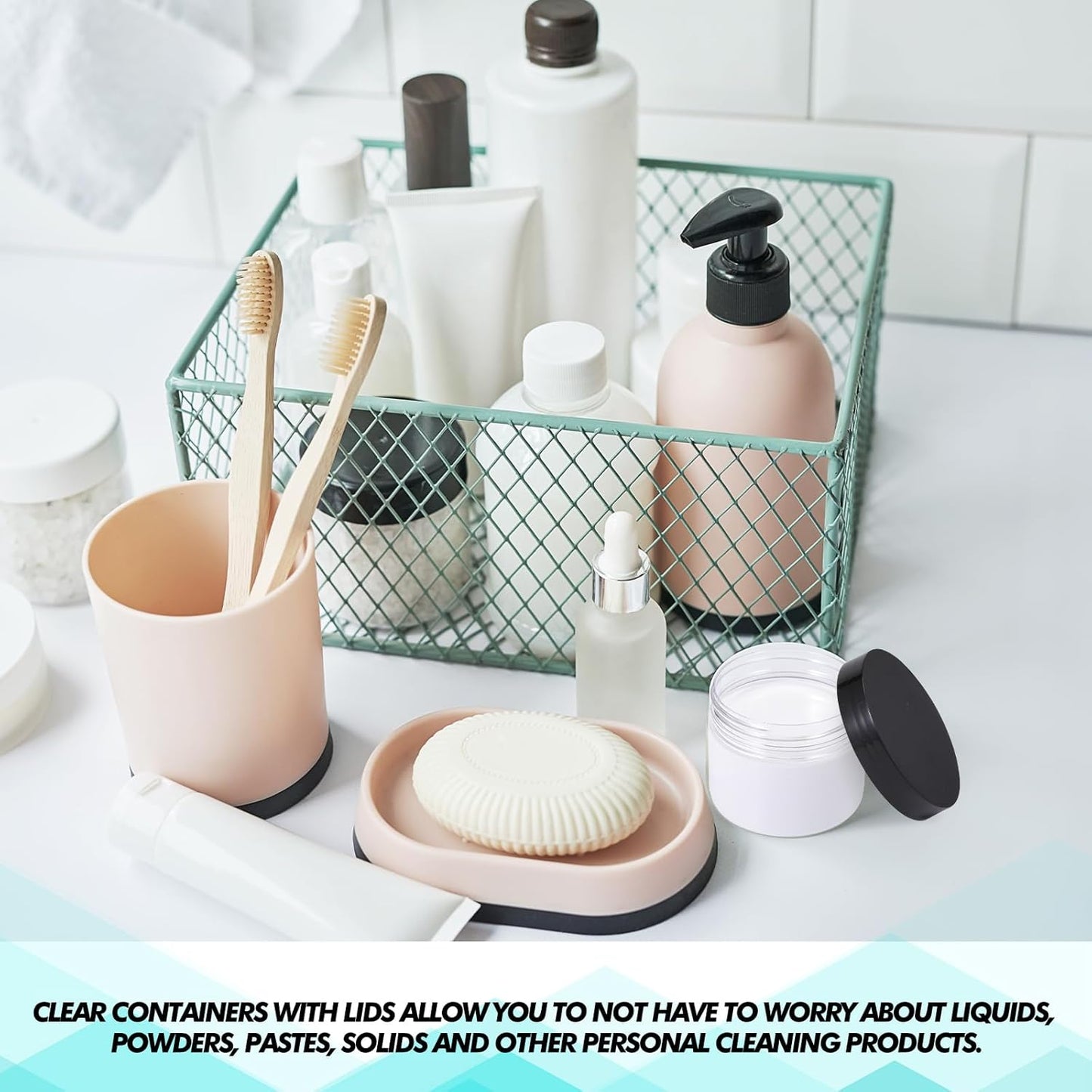 SATINIOR 6 Pack 10 oz Plastic Jars Containers with Lids Wide-mouth Refillable Leakproof Reusable Round Empty Jars for Travel Cosmetic Dry Food Spice Candy Cookie Home Kitchen Organizing(Black)