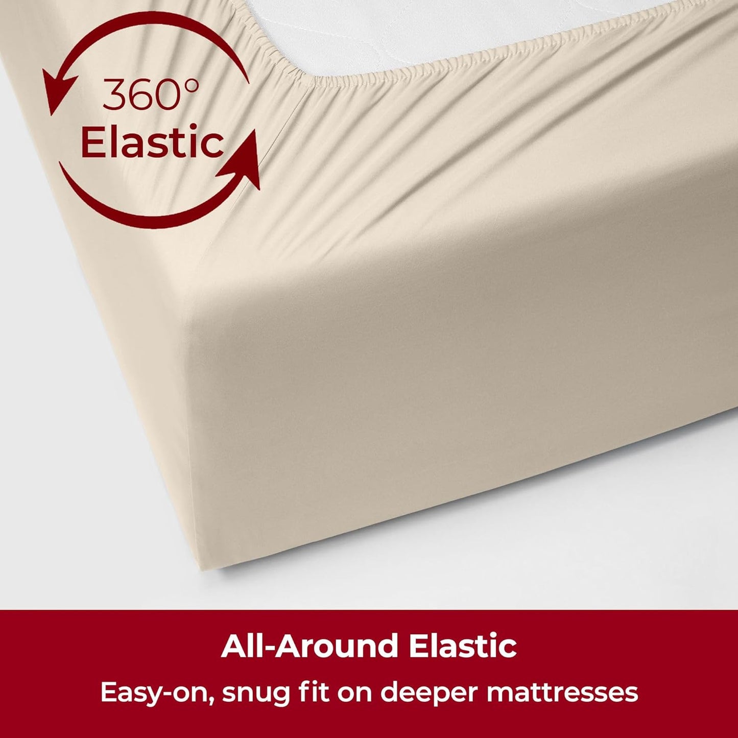 Mellanni Extra Deep California King Sheets - 4 PC Iconic Collection Bedding - Hotel Luxury, Ultra Soft, Cooling Bed Sheets - Wrinkle, Fade, Stain Resistant (Cal King, Beige)