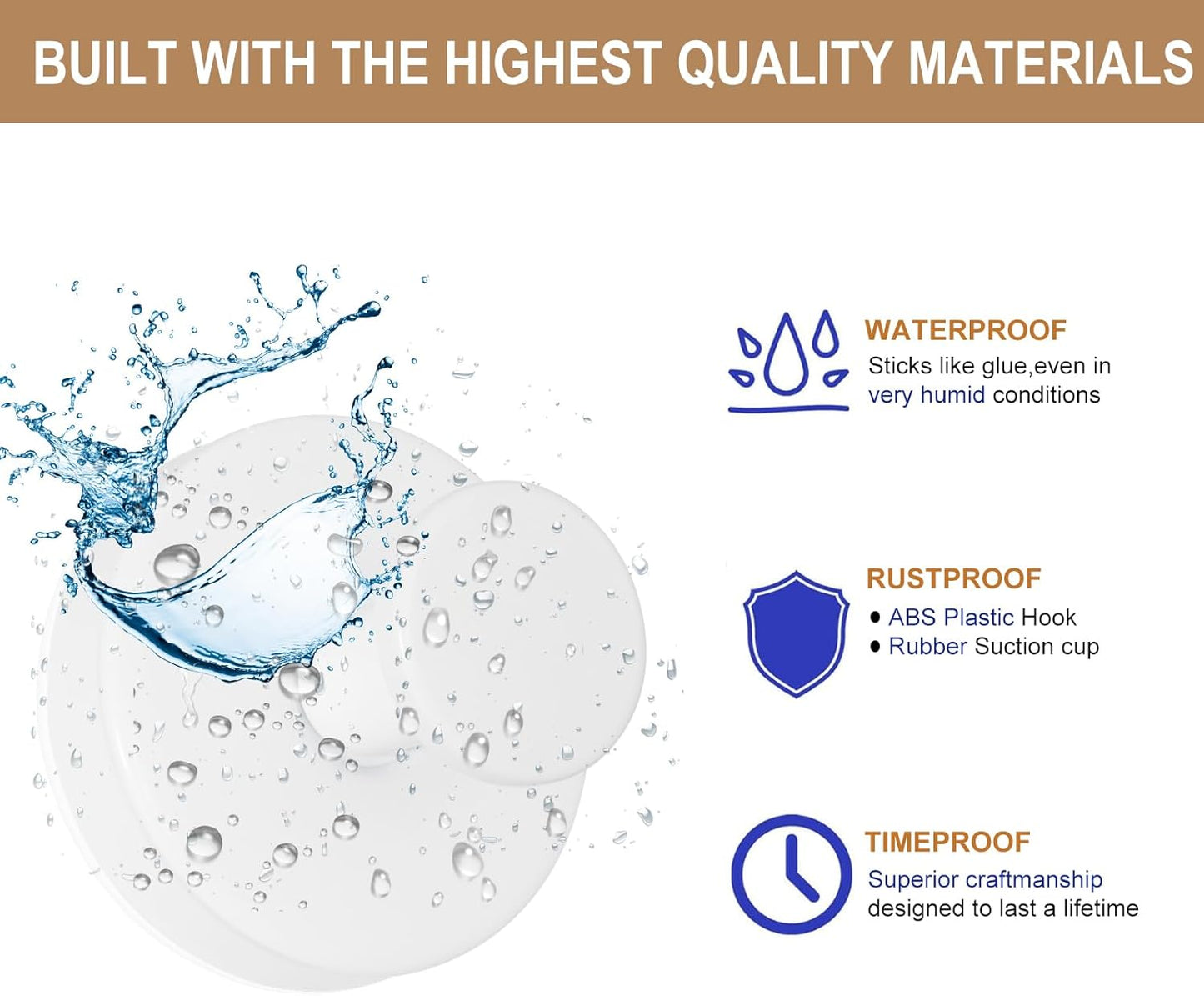 ZESLMG Suction Cup Hooks for Shower Wall, Door Wreaths, Removable Inside Shower Towel Hooks for Bathroom Window Glass Kitchen- Bath Robe Loofah Suction Hooks for Hanging More Surfaces (White, 4 Pack)