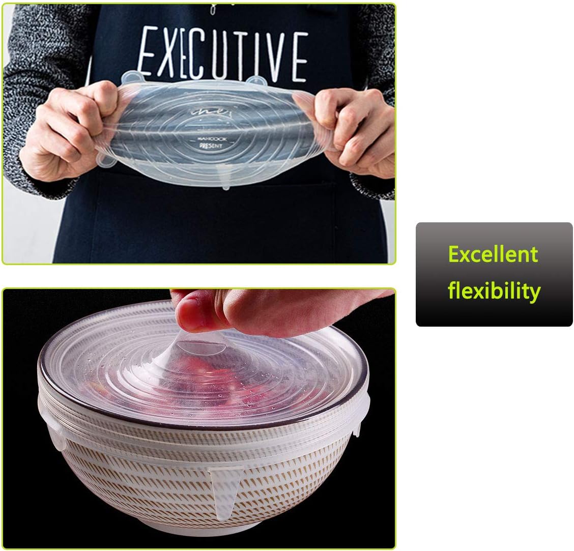 Silicone Stretch Lids Set Of 12 Elastic Reusable Microwave Food Covers Bowl Covers for Can, Cup and Glass Jars