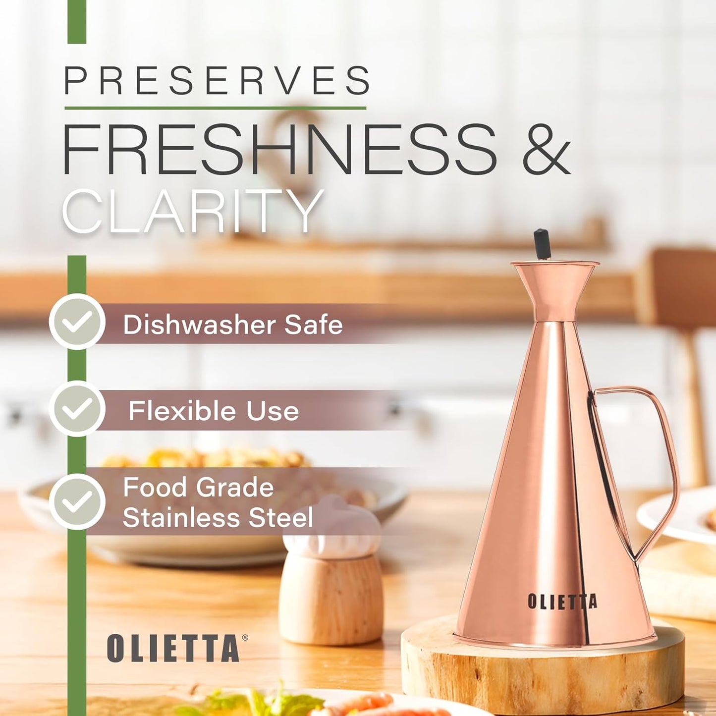 Olive Oil Dispenser Bottle Gold Stainless Steel Non Drip Leak Proof No Mess Vinegar Pourer & Kitchen Drizzler 17 oz 500ML 0.5 Litre Great for Pouring & Drizzling Easy to Clean & Leakproof