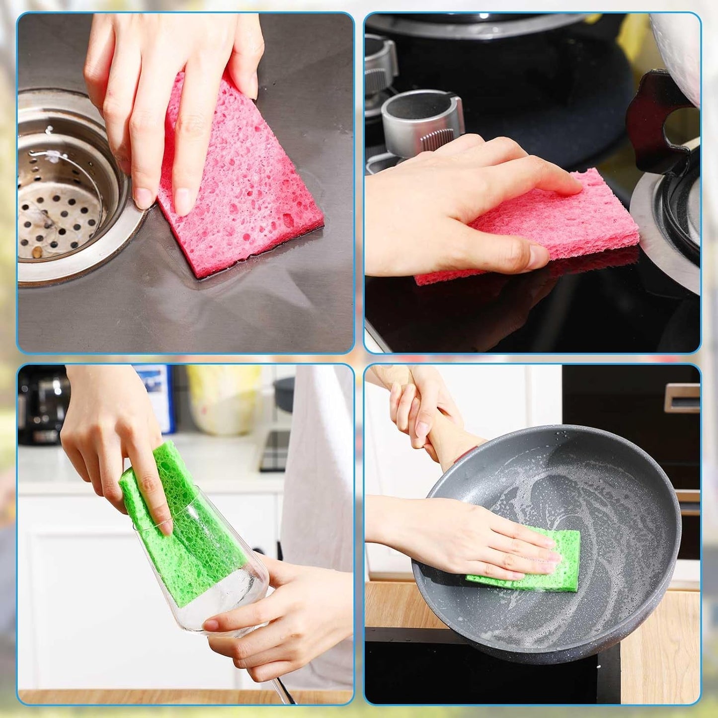 Zhengmy 200 Pieces Kitchen Sponge Bulk Natural Sponges for Dishes Compressed Wood Pulp Sponges Cleaning Sponge Without Scratching for Kitchen Bathroom, 3.9 x 2.4 x 0.12 Inch (Multicolor)