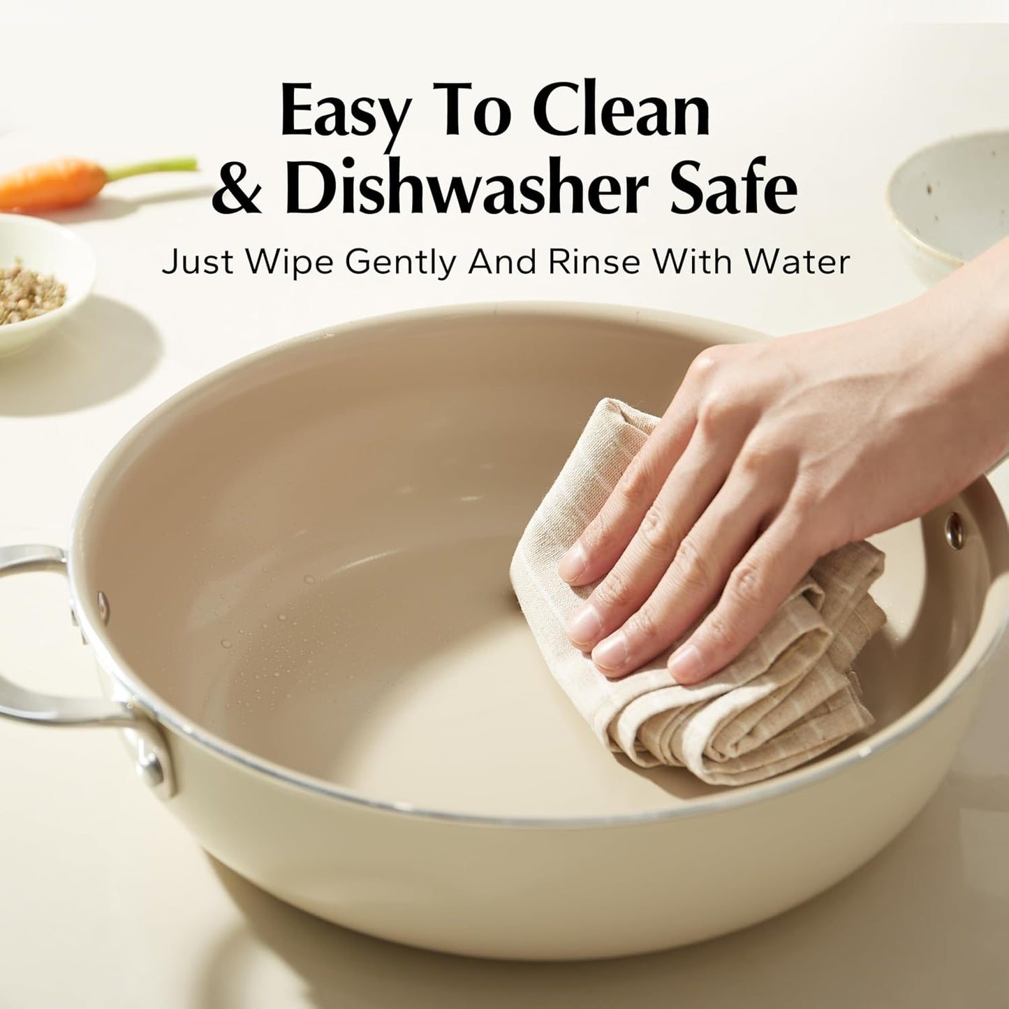 Redchef Ceramic Saute Pan with Lid, Nonstick Deep Frying Pan, 5QT Jumbo Cooker with Helper Handle & Lid, Non Toxic Ceramic Cooking Pan, Chef Pan, Dishwasher & Oven Safe, PFAS PFOA & PTFE Free