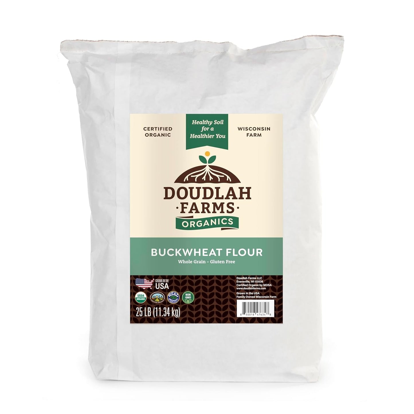 Organic Buckwheat Flour 25 lb Bulk - Non-GMO, USDA Organic, Gluten Free, Vegan - For Baking Bread, Pancakes, and More! Grown In USA, Farmed From Regenerative Soil by Doudlah Farms