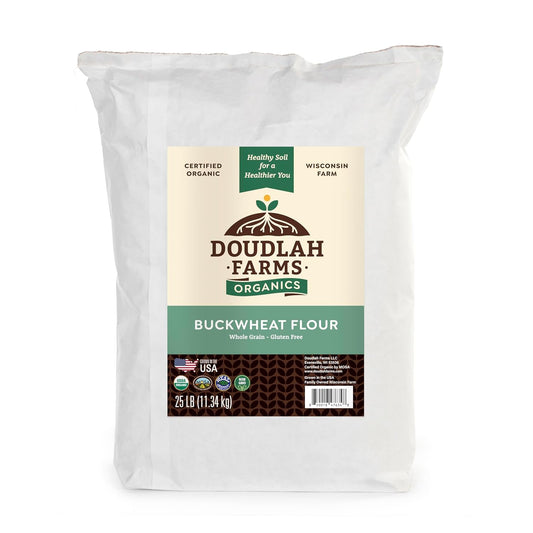 Organic Buckwheat Flour 25 lb Bulk - Non-GMO, USDA Organic, Gluten Free, Vegan - For Baking Bread, Pancakes, and More! Grown In USA, Farmed From Regenerative Soil by Doudlah Farms
