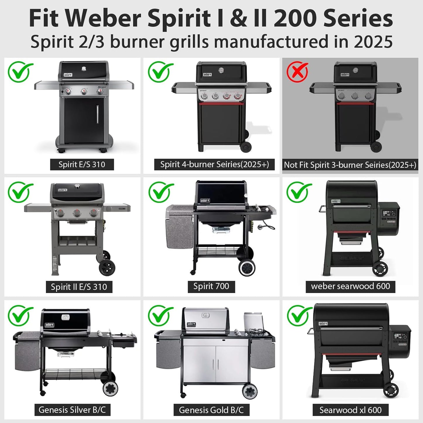 Utheer Ceramic Full-Size Griddle Insert for Weber Searwood 600/600 XL Grills and Large Spirit Series Grill, Spirit I&II 300 Series, for Weber 6787 7638– Nonstick, Easy Clean, Even Heat for Outdoor BBQ