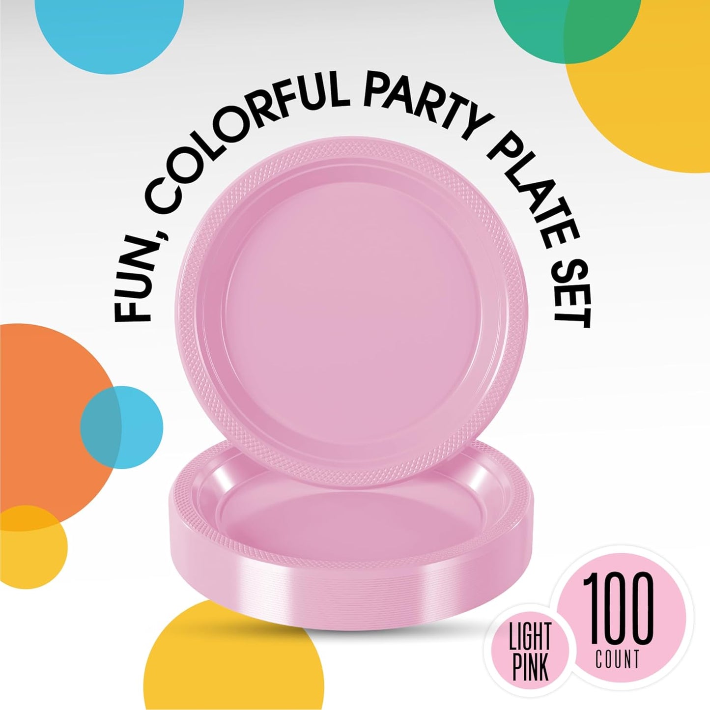 Exquisite Party Solids Pink Plastic Plates For Party 10" Pink Disposable Plates Heavy Duty Supplies 100 Pcs Plastic Dinnerware Sets Heavy Duty 350 GSM Disposable Dinnerware Set