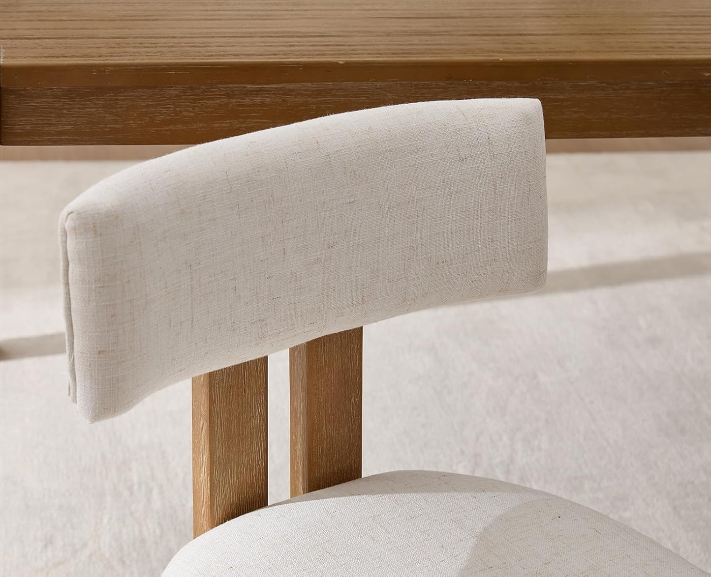 chairus Linen Dining Chairs Set of 2 Modern Farmhouse Kitchen Chairs with Open Low Back Upholstered Wood Side Chairs for Dining Room, Restaurant, Living Room, White