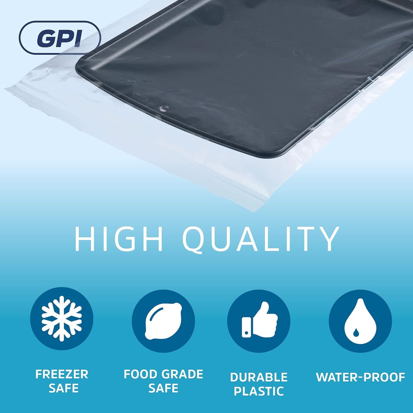 GPI Pack of 200 13" X 18" Clear Plastic Reclosable Zip Bags - Bulk 2 Mil Thick Strong & Durable Poly Baggies with Resealable Zip Top Lock for Travel, Storage, Packaging & Shipping.