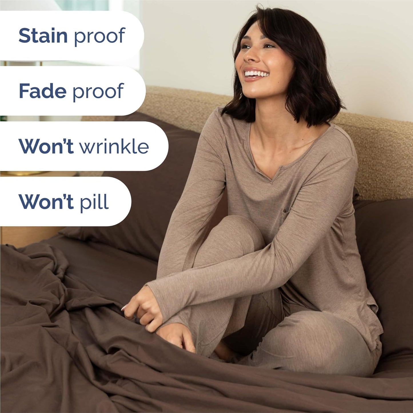 King Size 4 Piece Sheet Set - Comfy Breathable & Cooling Bed Sheets Set - Hotel Luxury Bedding for Women, Men, Kids, Teens, Boys & Girls - Deep Pockets, Ultra-Soft and Wrinkle Free - Oeko-Tex - Brown