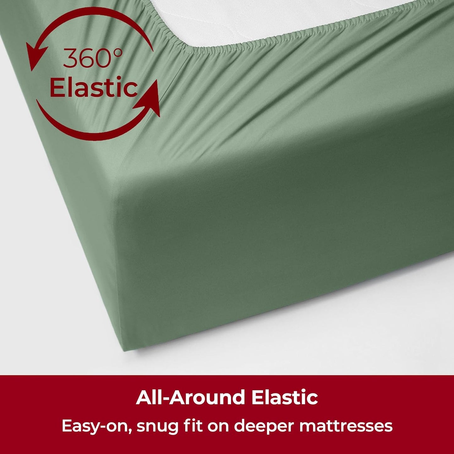 Mellanni Extra Deep Full Sheets - 4 PC Iconic Collection Bedding - Hotel Luxury, Ultra Soft, Cooling Bed Sheets - Wrinkle, Fade, Stain Resistant (Full, Sage)