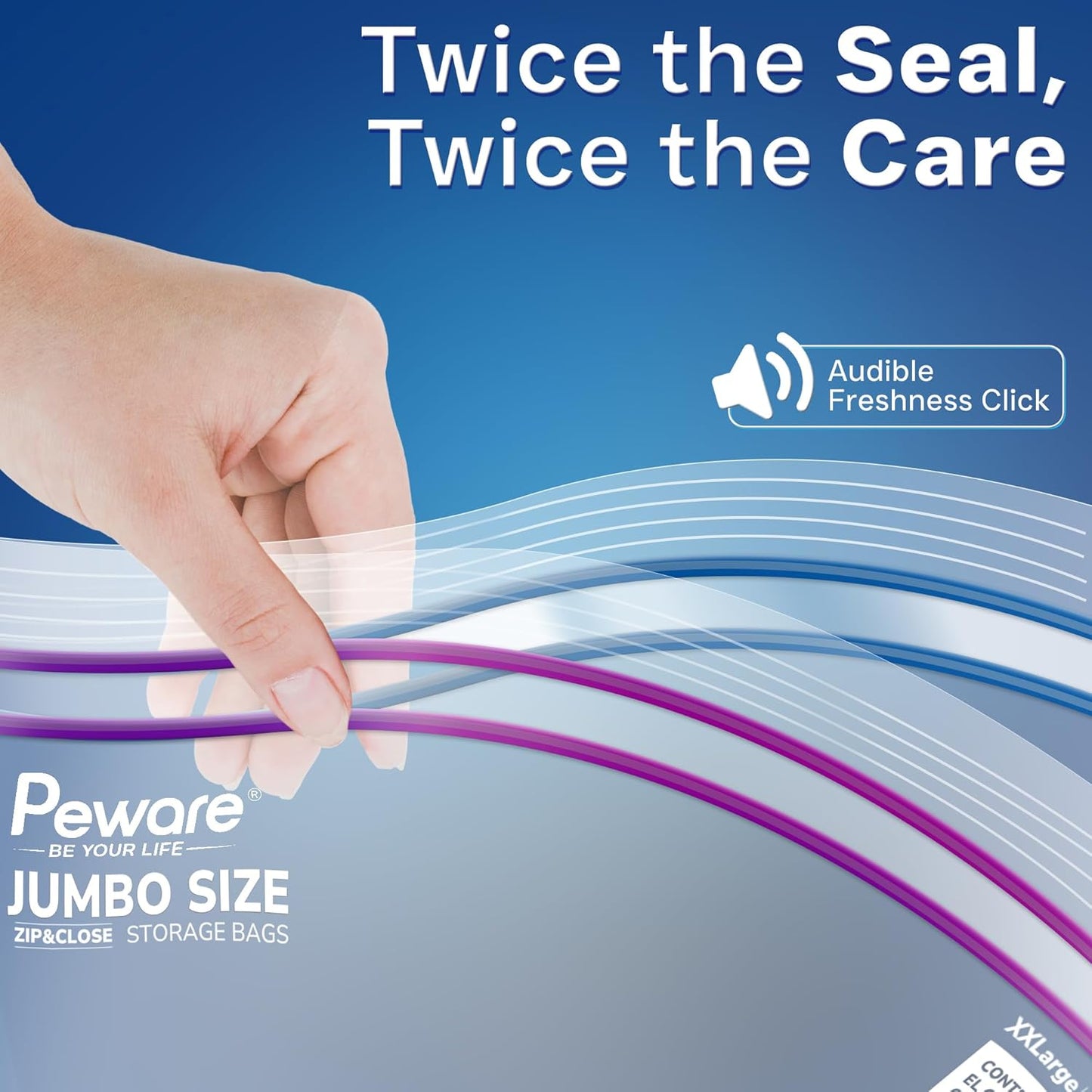 Large Storage Bags, 18"x24" Jumbo Plastic Bag, BPA Free, 5 Gallon XL Zipper Lock Baggies for Clothes Pillow Travel Moving - 100 Jumbo Bags