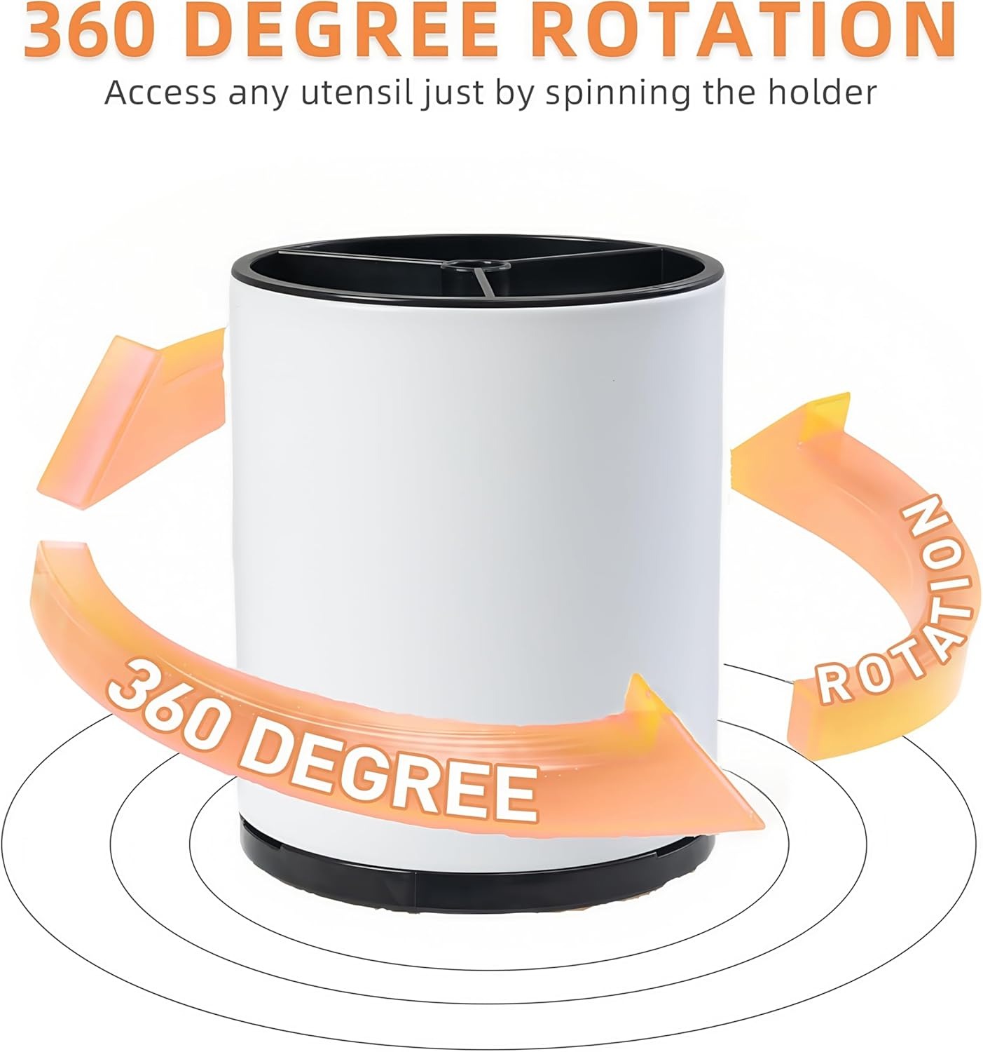 Utensil Holder,4-in-1 Large Kitchen Utensil Holder For Counter,Rotating Silverware Organizer Cooking Flatware Spoon Spatula Tool Cutlery Container Stainless Steel Caddy