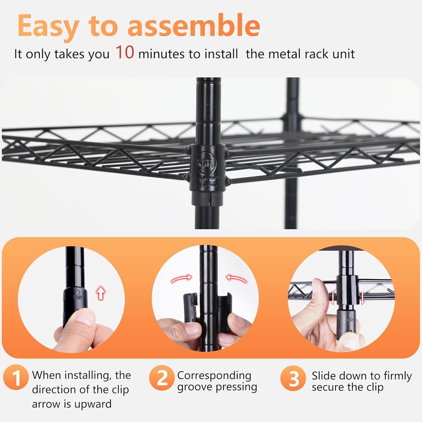 FDW 6 Tier Wire Shelving 17L x 12W x 64H Pantry Shelves Storage Rack Shelving Units Adjustable Metal Shelves for Kitchen Commercial Garage Small Places,Black