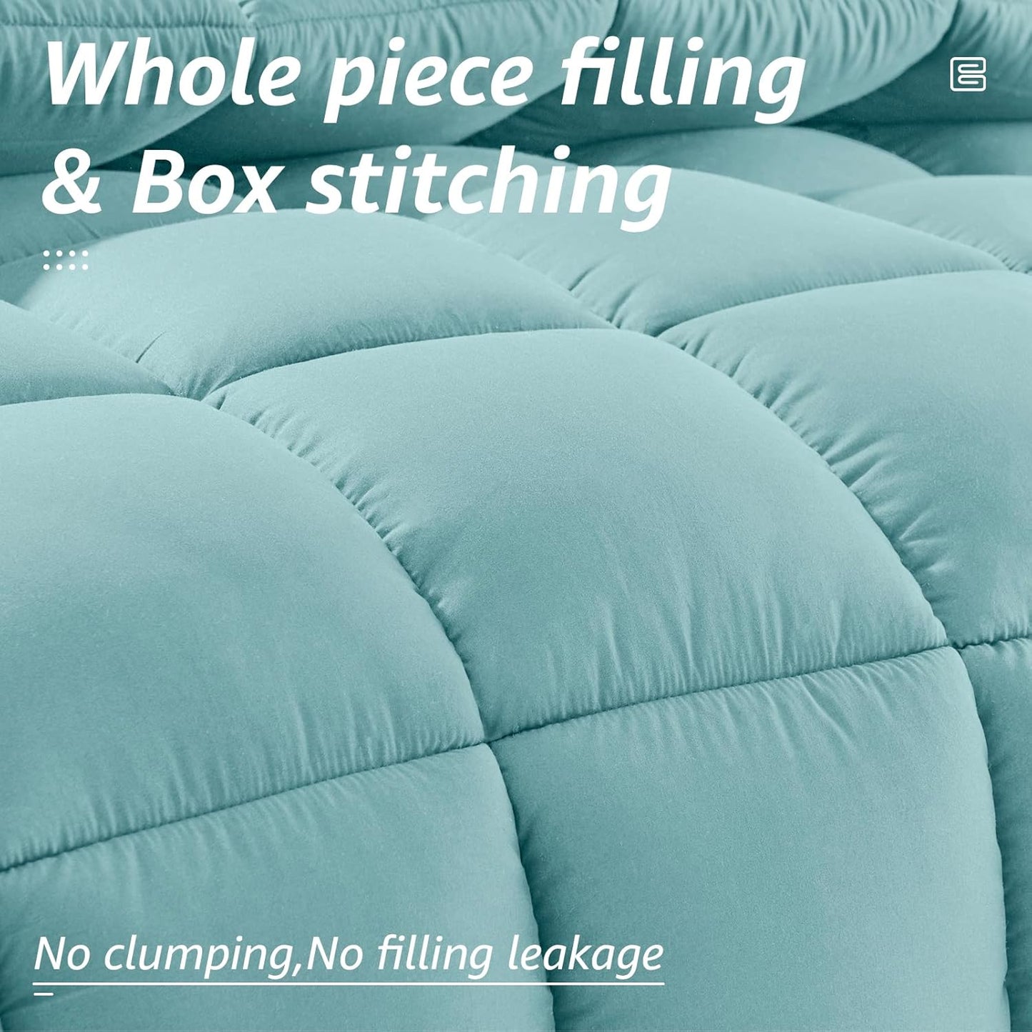 HYLEORY All Season California King Size Bed Comforter - Cooling Down Alternative Quilted Duvet Insert with Corner Tabs - Winter Warm - Machine Washable - Turquoise,Cal King(96*104)