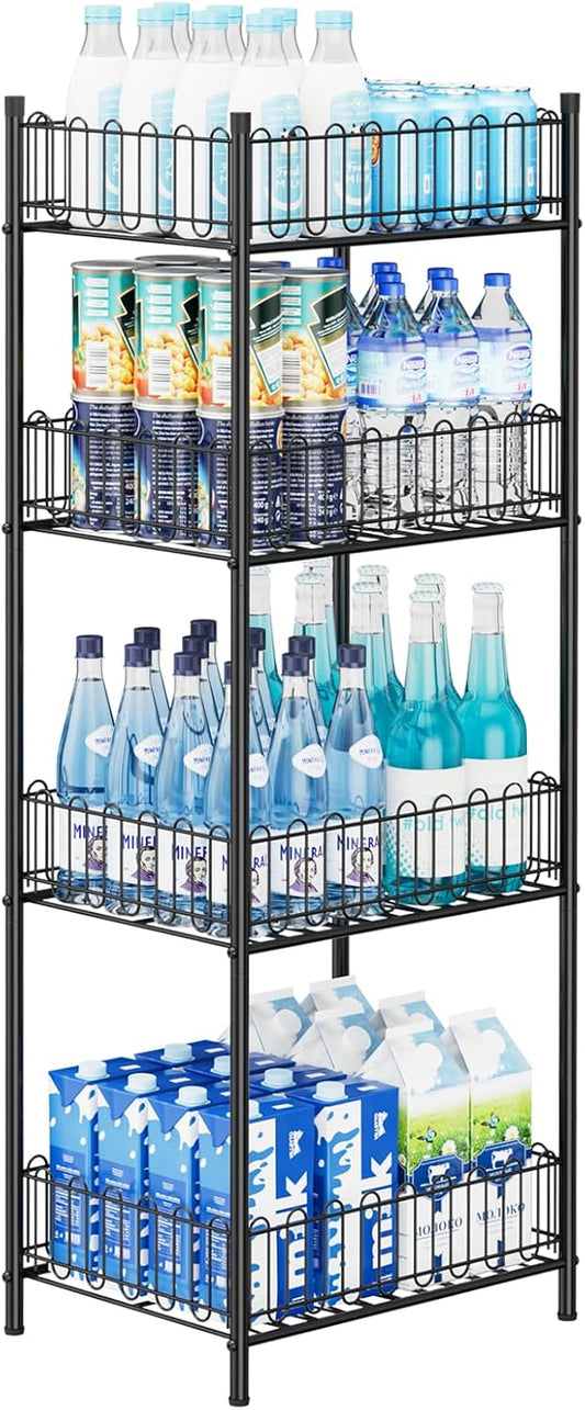OYEAL Water Bottle Storage Holder 4 Tier Can Organizer for Pantry, Large Capacity Soda Can Organizer for Kitchen Party Organizers and Storage, Tumbler Mug Cup Holders