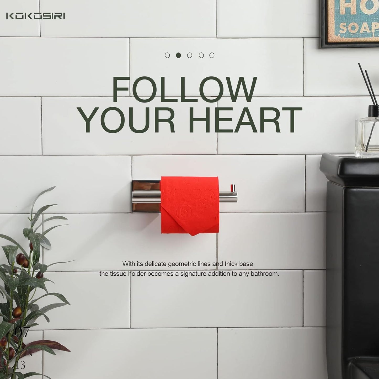 KOKOSIRI Toilet Paper Holder for Bathroom Toilet Roll Holder Hold Mega Rolls Polished Chrome Stainless Steel, 2 Pack, B2005CH-P2