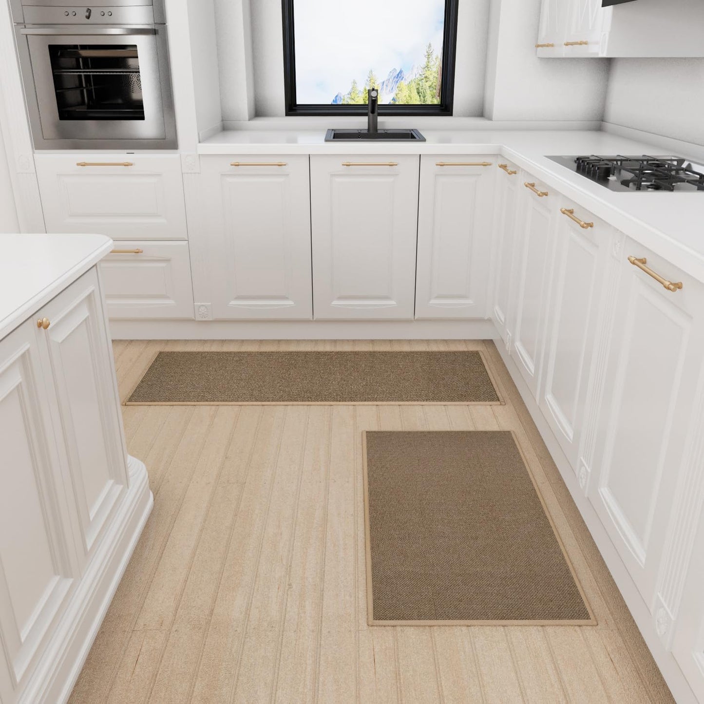 Kitchen Mat 1 PCS, Cushioned Non Slip Rugs for Kitchen Floor, Absorbent Runner Comfort Standing Mats Washable for Kitchen, Office, Home (Brown, 17.3"x47")